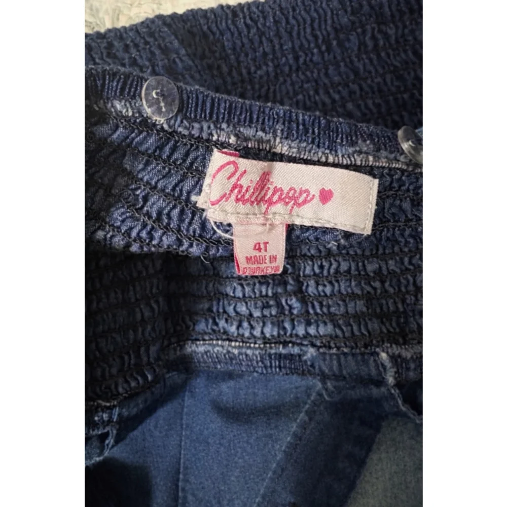 Chillipop Girls 4T Denim Jumpsuit 💙 Smocked Top Wide Leg Cute Outfit